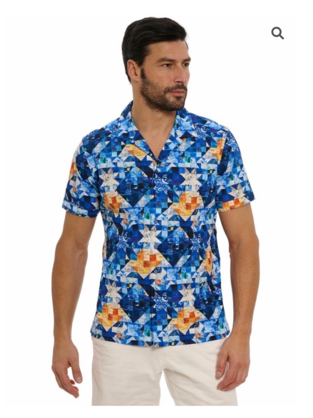 NWT Robert Graham Sashiko Short Sleeve Button Down Shirt Multi